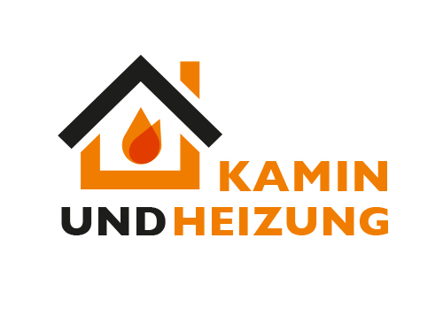 Haus, Feuer, Heizung, Kamin, Klempner, Logo