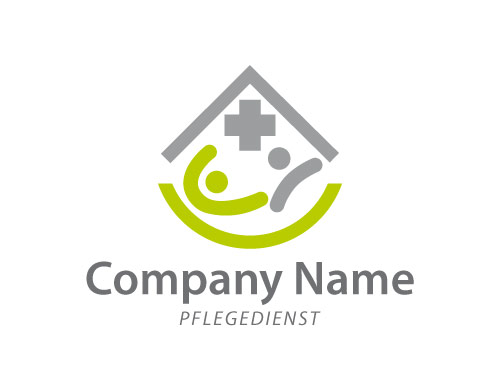 Logo, Haus, Menschen, lachender Mund, husliche Pflege, Pflegedienst, Krankenpflege