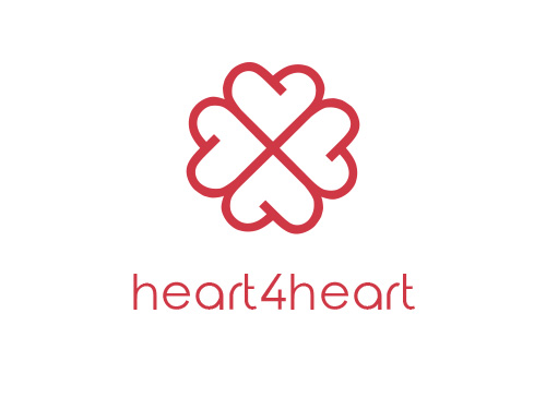 Zeichen, vier Herzen, Ornament, Logo