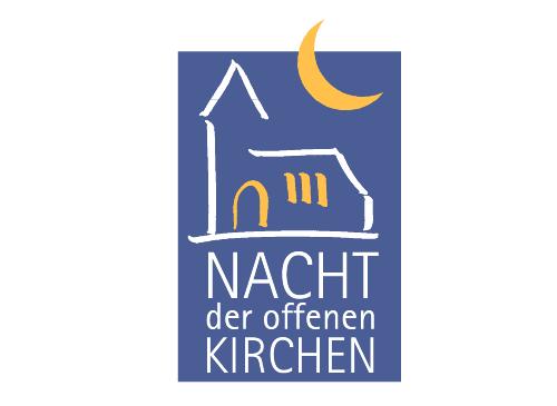 Stilisierte Kirche in der Nacht fr die "Nacht der offenen Kirchen", konfessionslos, als Treffpunkt fr Menschen