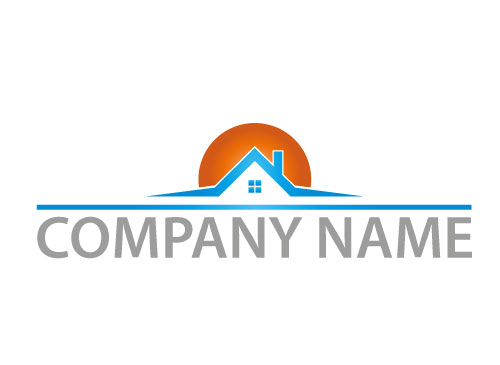 kologisch, Zweifarbig, Zeichen, Zeichnung, Symbol, Sonne, Haus, Immobilien, Logo