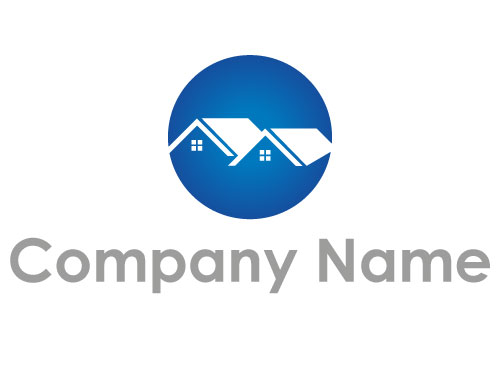 kologisch, Zwei Huser, Kreis, Immobilien, Dcher, Dachdecker, Logo