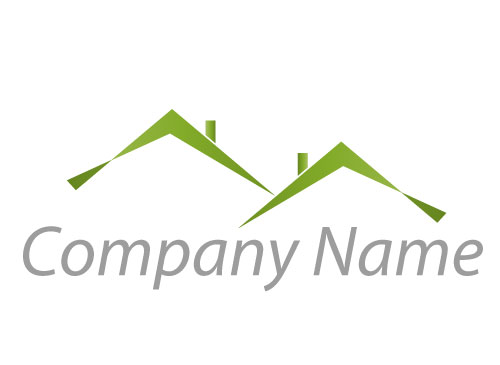 kologisch, Zwei Huser, Dcher, grn, Dachdecker, Immobilien, Logo