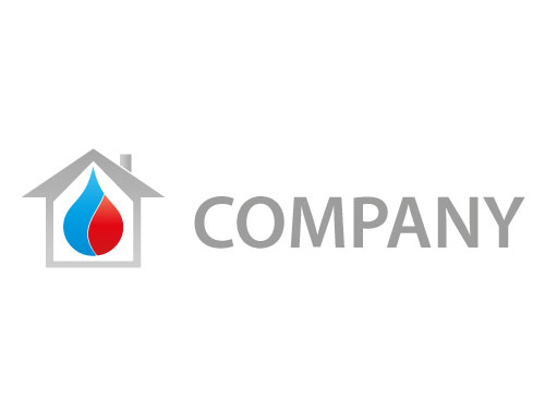 Symbol, Tropfen, Haus, Feuer und Wasser, Klempner Logo