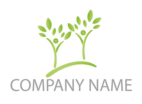 Zwei Pflanzen, Bume, Menschen, Grtner, Logo