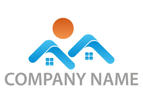 Zwei Huser, Immobilien, Architekt, Immobilienmakler Logo