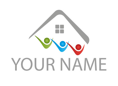 Team, Drei Personen, Haus, Menschen, Immobilien, Logo