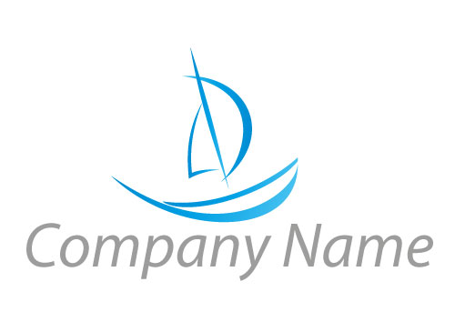 Zeichen, Zeichnung, Segelschiff, Boot in blau Logo