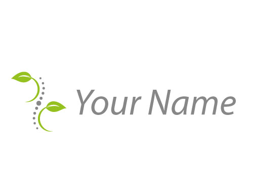 , ko-Medizin, Zwei Bltter, Pflanzen und Wirbelsule, Chiropraktiker Logo