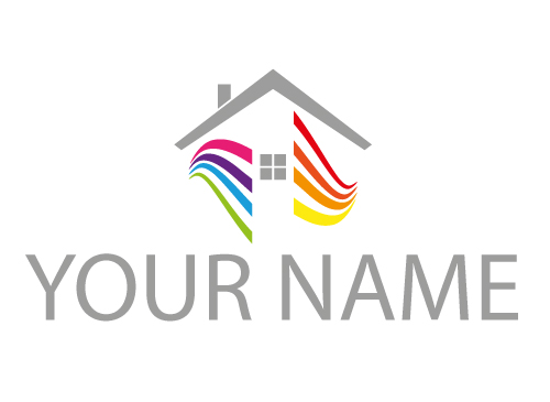 kologisch, Zeichen, Zeichnung, Symbol, Haus farbig, Maler, Logo
