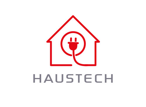 Zeichen, Zeichnung, Haus, Stromkabel, Elektriker, Handwerk, Logo