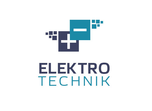 Zeichen, zweifarbig, Signet, Symbol, Elektriker, Elektrotechnik, Quadrate, Logo