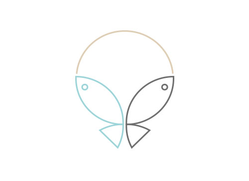 Zeichen, zweifarbig, Zeichnung, zwei Fische, Kreis, Logo