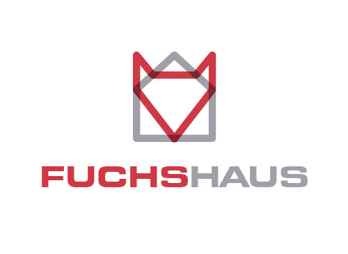 Zeichen, zweifarbig, Signet, Symbol, Fuchs, Haus, Immobilie, Bau, Logo