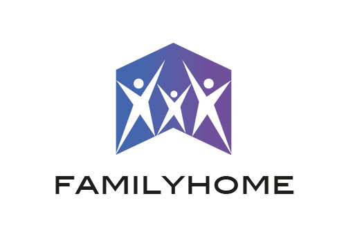 , Gruppe, Familie, Haus, Pfeil, Logo