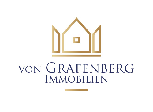 , Zeichnung, Zweifarbig, Signet, Symbol, Logo, Krone, Haus, Immobilien, Makler