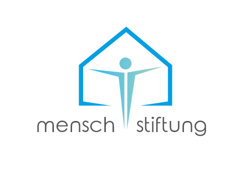 Zeichnung, Zweifarbig, Signet, Symbol, Logo, Mensch, Haus, Stiftung, Gemeinde