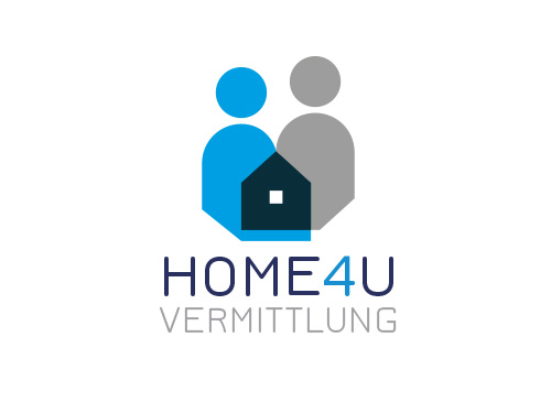 Zeichnung, Zweifarbig, Signet, Symbol, Logo, Menschen, Haus, Immobilien, Vermittlung