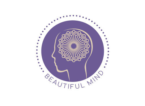 Zeichen, zweifarbig, Zeichnung, Kopf, Gehirn, Beautiful Mind, Arztpraxis, Logo