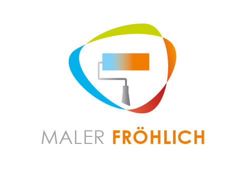 Zeichen, Symbol, Signet, Logo, Maler, Malerwalze, Farben