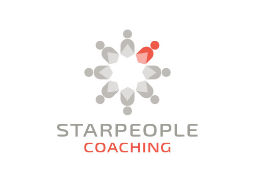 Zeichen, Signet, Skizze, Menschen, Kreis, Stern, Coaching, Logo