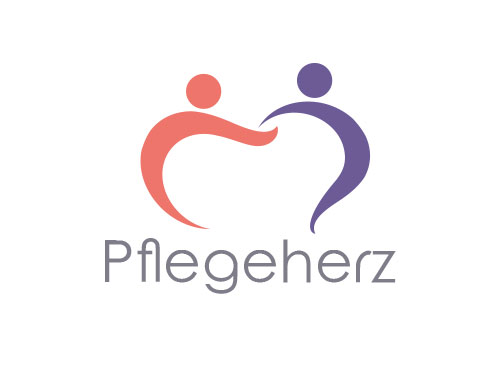 , zweifarbig, Zeichnung, zwei Menschen, Herz, Pflege, Arztpraxis, Logo