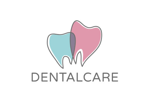 Zahnarzt-Logo, zweifarbig, zwei Zhne, Dental-Care, Logo