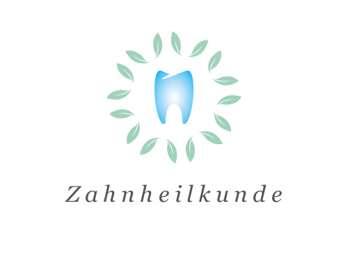 Zeichen, zweifarbig, Zahnarzt, Zahnarztpraxis, Signet, Symbol, Zahn, Bltter, Logo