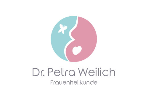 Zeichen, zweifarbig, Signet, Symbol, Frau, Herz, Schmetterling, Frauenarzt, Logo