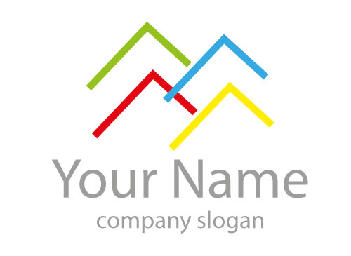 kologisch, Zeichen, Zeichnung, Vier Dcher, Huser, Farbig, Logo