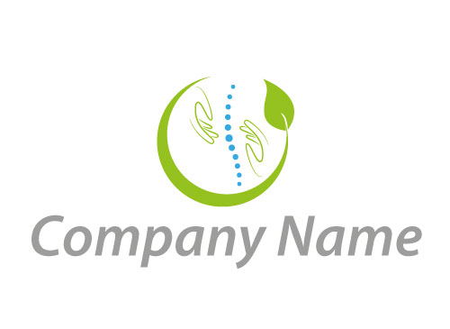 Zwei Hnde, Wirbelsule, Blatt, Orthopdie, Chiropraktiker, Physiotherapie, Osteopathie, Logo
