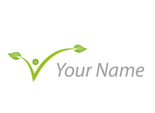 kologisch, Person in Bewegung, Pflanze, Bltter, Logo