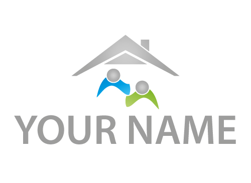 kologisch, Zwei Personen und Haus, Dach, Dachdecker, Immobilien, Logo