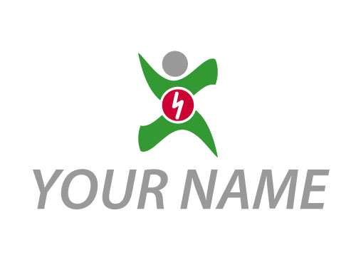 kologisch, Zeichen, Zeichnung, Symbol, Person in Bewegung, Strom, Elektriker Logo