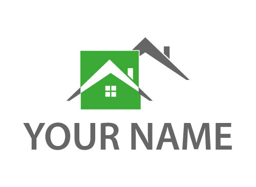 , kologisch, Zweifarbig, Dcher, Huser, und Rechteck, Immobilien, Dachdecker, Logo