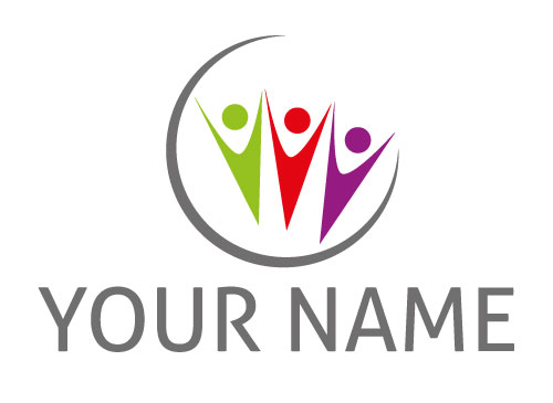 kologisch, Zeichen, Zeichnung, Symbol, Drei Personen, Kinder, Team, Familie, Logo