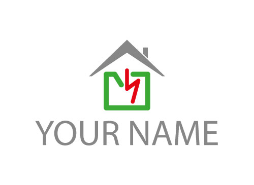 kologisch, Zeichen, Zeichnung, Haus, Strom, Elektriker, Handwerker, Logo
