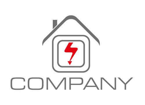 Zweifarbig, Haus, Strom, Elektriker, Logo