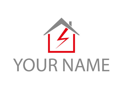 Zweifarbig, Haus, Strom, Elektriker, Handwerker, Logo