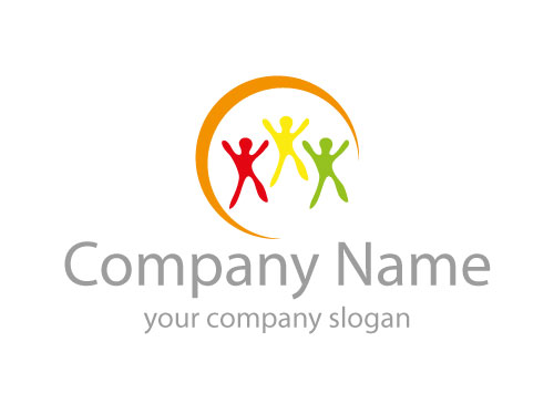kologisch, Zeichen, Zeichnung, Symbol, Drei Personen, Kinder, Sonne, Logo