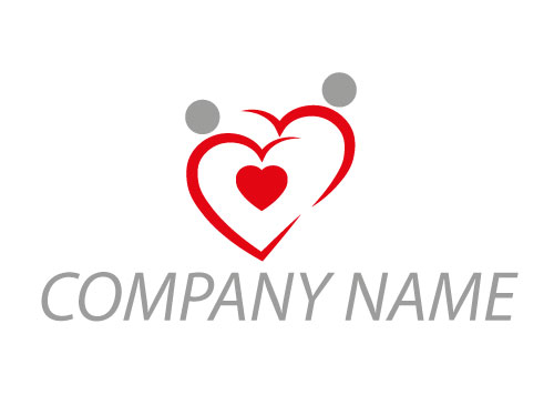 , komedizin, Zwei Personen als Herz, Menschen, Familie, Paar, Logo