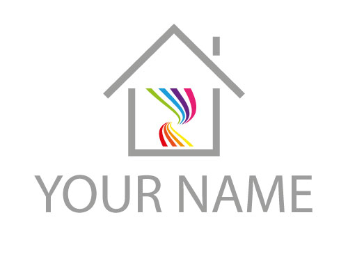 kologisch, Zwei Spirale, Haus mit farbigen Linien, Wellen, Maler, Logo
