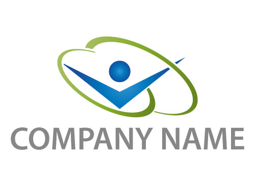 , komedizin, Person in Bewegung und Kreise, Fitness, Sport, Logo
