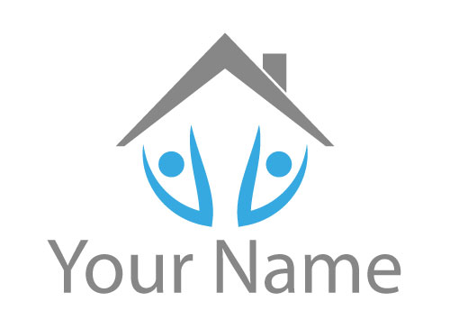 kologisch, Zwei Personen und Haus, Immobilien, Dachdecker, Logo