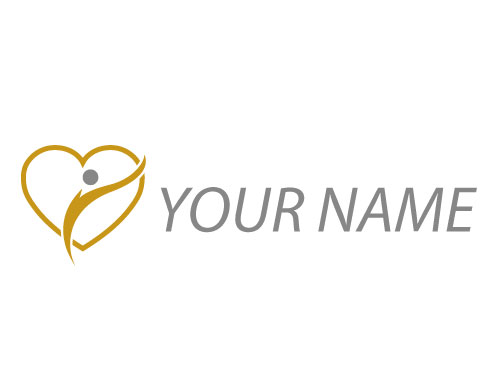 , ko-Medizin, Person in Bewegung und Herz, Arzt, Medizin, Logo