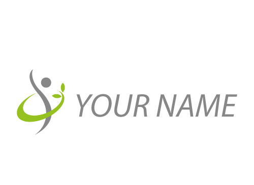 , ko-Medizin, Zweifarbig, Person, Mensch und Kreis mit Bltter, Logo
