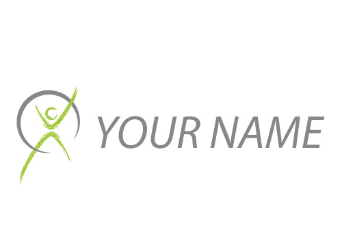 , komedizin, Zweifarbig, Person in Bewegung und Kreis, Fitness, Sport, Logo