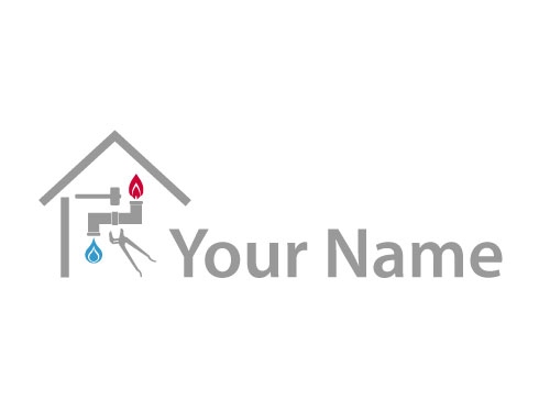 Ökohaus, Haus und Werkzeige, Klempner, Installateur, Logo