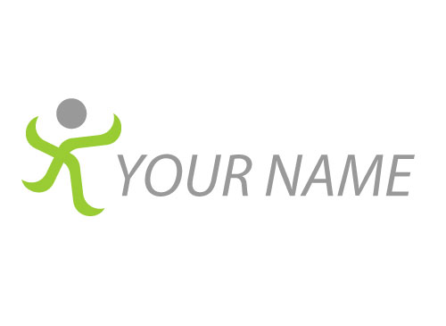 Zweifarbig, Person, Mensch in Bewegung in grün, Sport, Fitness, Logo