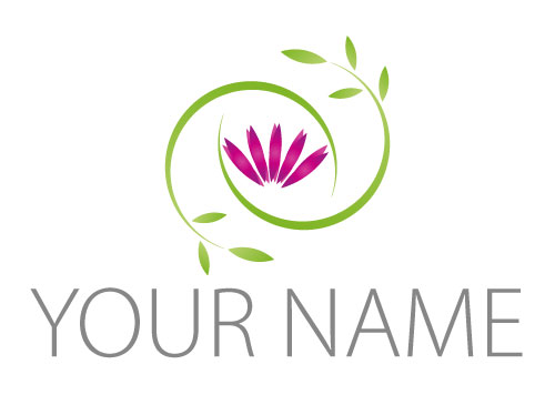 ko-Zeichen, Zwei Pflanzen und Blume, Seerose Logo
